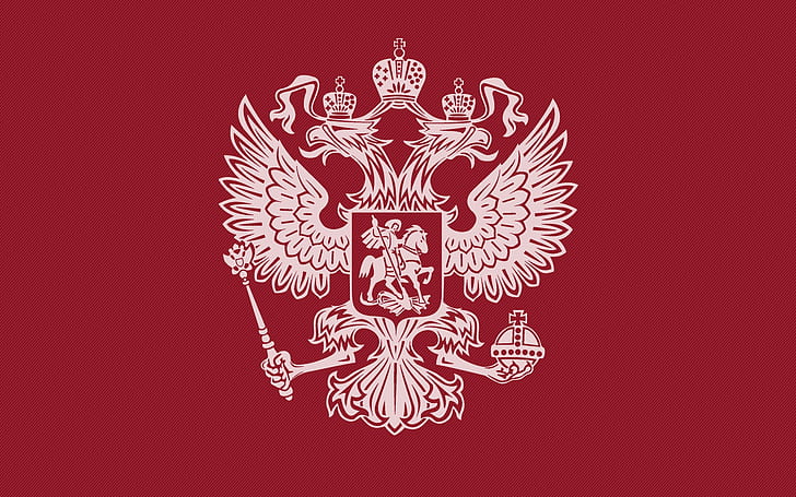 coat of arms, Russia, red background, HD wallpaper