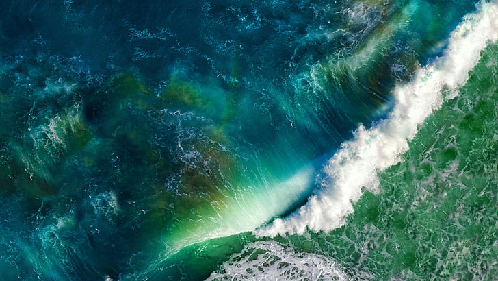 aerial photo of beach, sea, Pacific Ocean, waves, landscape, drone photo, HD wallpaper