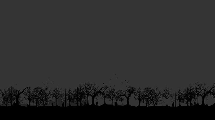 bare trees, minimalism, sky, silhouette, plant, beauty in nature, HD wallpaper