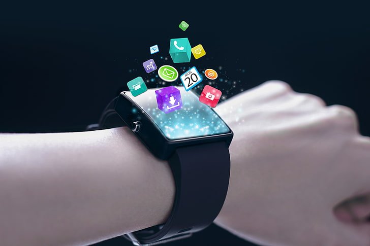Smartwatch, hands, icon, one person, human body part, human hand