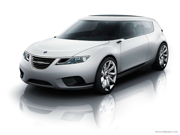 Saab Biohybrid, white and black 3 door hatchback, cars, HD wallpaper