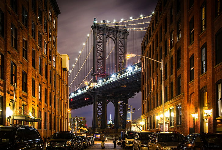 HD wallpaper: USA, Brooklyn bridge, New York, Manhattan, street, home |  Wallpaper Flare