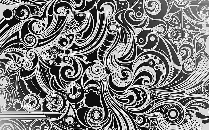 white and black wave digital wallpaper, pattern, shape, patterns, HD wallpaper