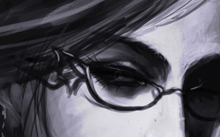woman wearing eyeglasses watercolor painting, Bayonetta, video games