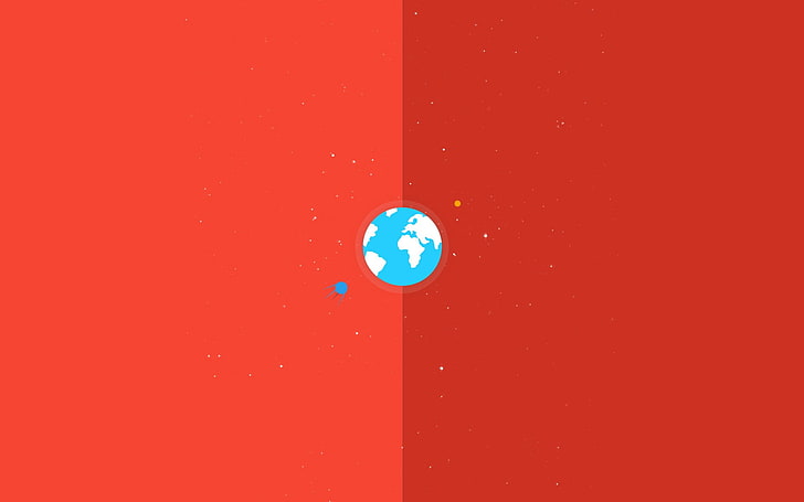 earth illustration, minimalism, blue, no people, red, indoors, HD wallpaper