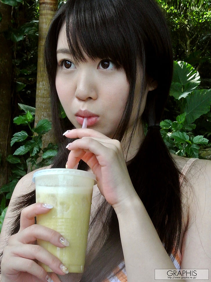 Aika Yumeno, JAV Idol, graphis, looking away, drinking