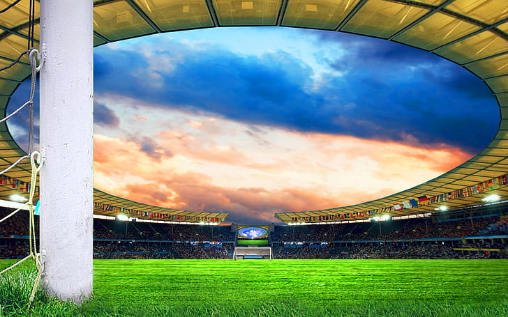 Stadium HD, soccer open field, sports, HD wallpaper