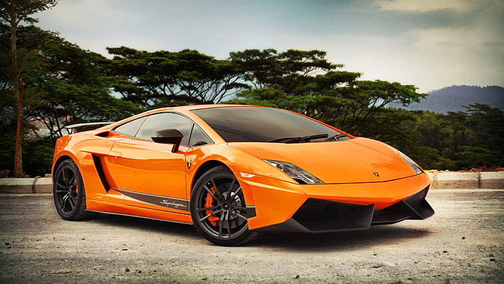 orange Lamborghini Aventador, Lamborghini Gallardo, mode of transportation, HD wallpaper