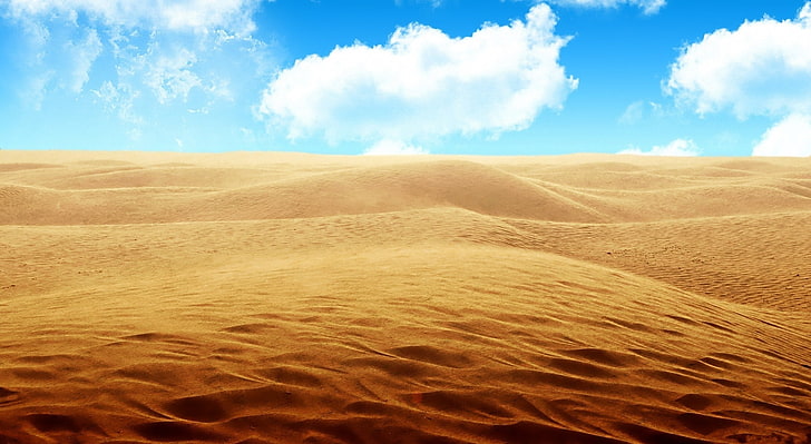Desert - Sky, brown soil field, Nature, sand, land, scenics - nature