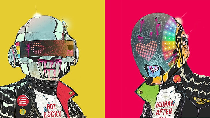 Daft Punk, music, cyborg, one person, digital composite, headshot