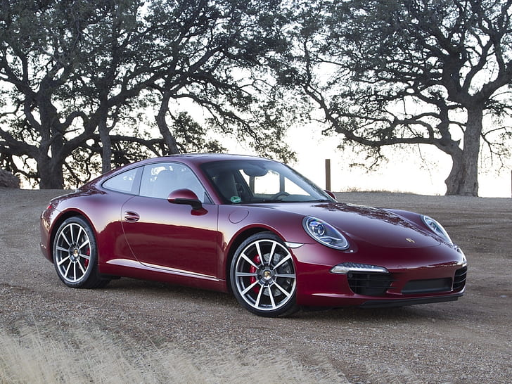 Porsche 911 supercar, red color, HD wallpaper
