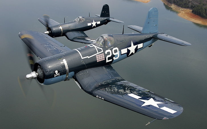 Vought F4U Corsair Aircraft, black fighting plane, Aircrafts / Planes