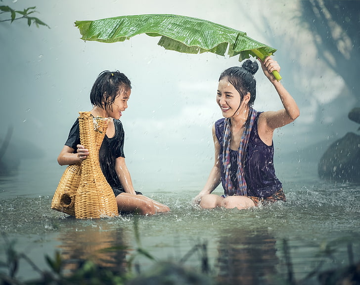 Standing in the Rain, women's black sleeveless top, Asia, Thailand, HD wallpaper