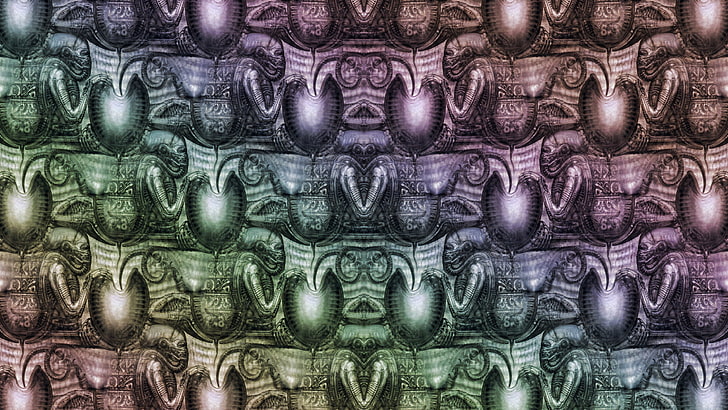 pattern, symmetry, H. R. Giger, backgrounds, full frame, close-up, HD wallpaper