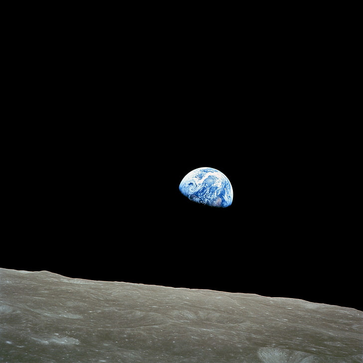 Apollo 8, Earthrise, space, Moon, NASA, Composite, no people, HD wallpaper
