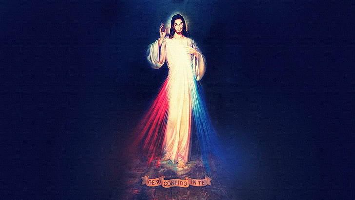 HD wallpaper: Sacred Heart of Jesus illustration, Jesus Christ, light blue  | Wallpaper Flare
