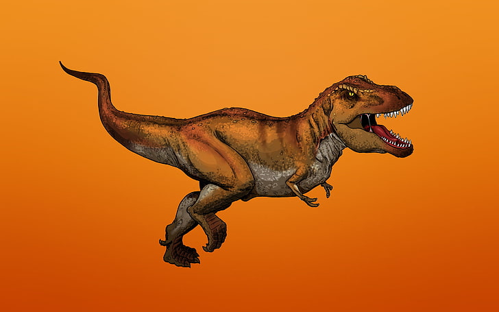 brown T-rex clip art, predator, Dinosaur, toothy, Tyrannosaurus, HD wallpaper