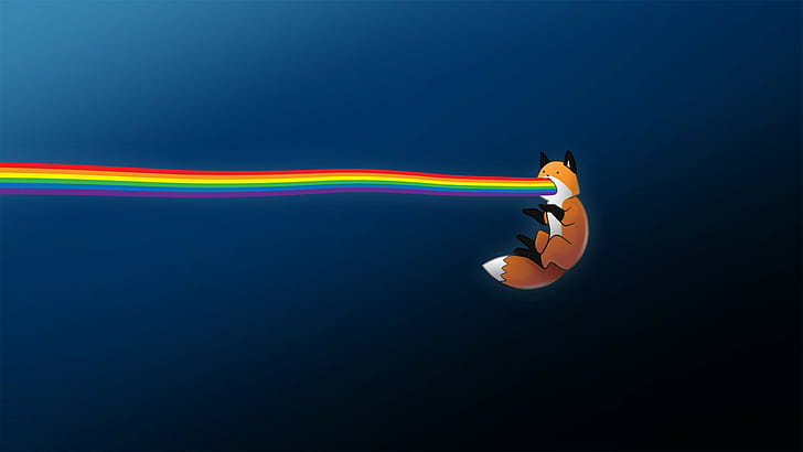 minimalism, rainbows, blue, fox, stupid fox