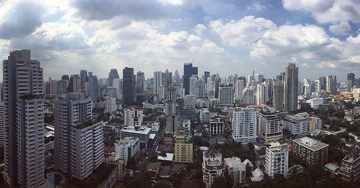 Bangkok, wide angle, building exterior, city, built structure