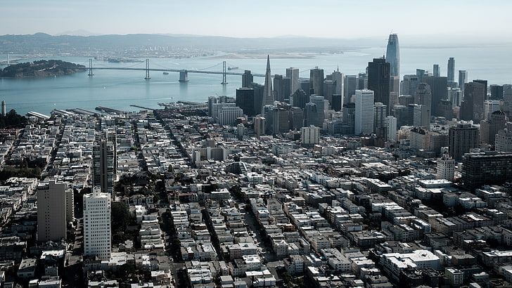 aerial view of buildings, San Francisco, cityscape, California, HD wallpaper