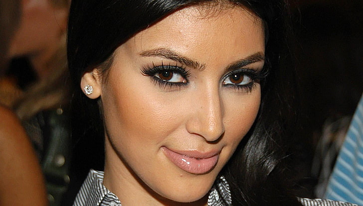 Kim Kardashian, makeup, face, celebrity, women, people, beautiful