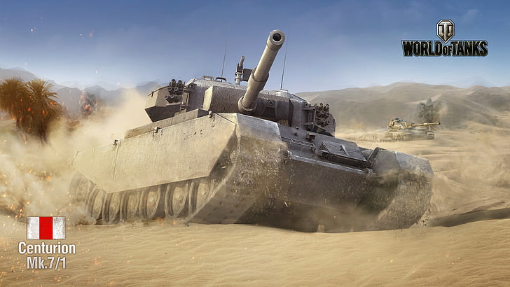 World of Tanks, Centurion Mk.7/1, desert, dust, sand, oases, HD wallpaper