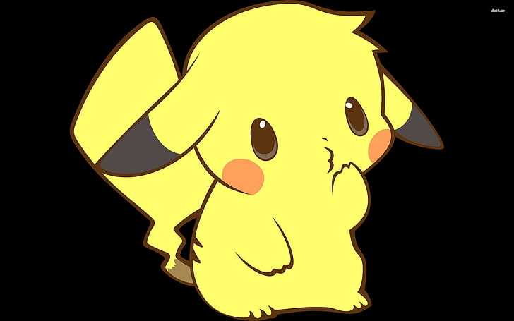 Pikachu illustration, Pokémon, Cute, human Face, cheerful, smiling