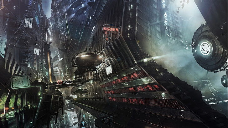 futuristic city digital wallpaper, artwork, digital art, science fiction
