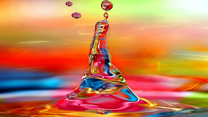 drop, colorful, drops, water drops, colors, HD wallpaper