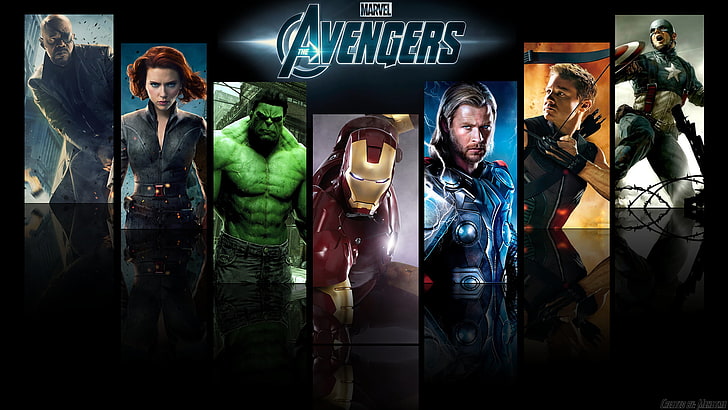 Marvel Avengers digital wallpaper, The Avengers, Hulk, Black Widow