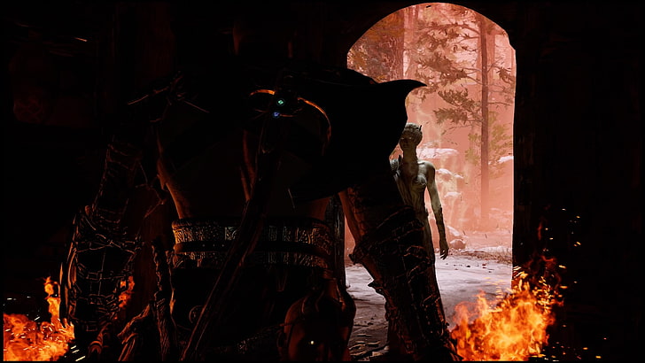 God of War, God of War (2018), Kratos, PlayStation 4, burning, HD wallpaper
