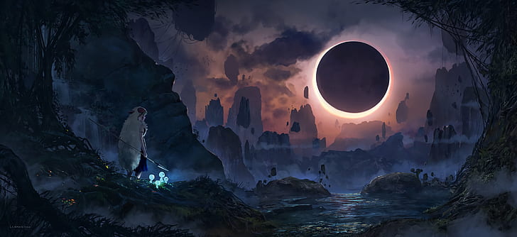 lunar eclipses, Princess Mononoke, Studio Ghibli