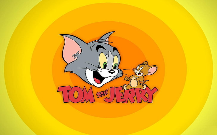 Tom and Jerry digital wallpaper, Cartoon, Cat, Mouse, yellow, HD wallpaper