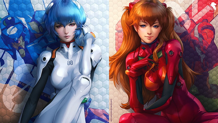 Neon Genesis Evangelion, anime girls, Asuka Langley Soryu, Ayanami Rei, HD wallpaper