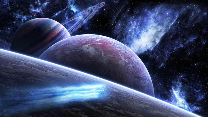 ringed planet, planetary ring, planets, outer space, universe, HD wallpaper