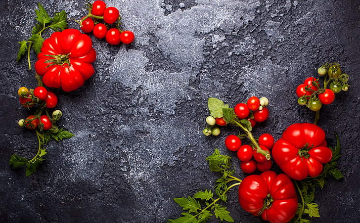 Fresh Red Tomatoes, cherry tomatoes, Food and Drink, Summer, Green, HD wallpaper