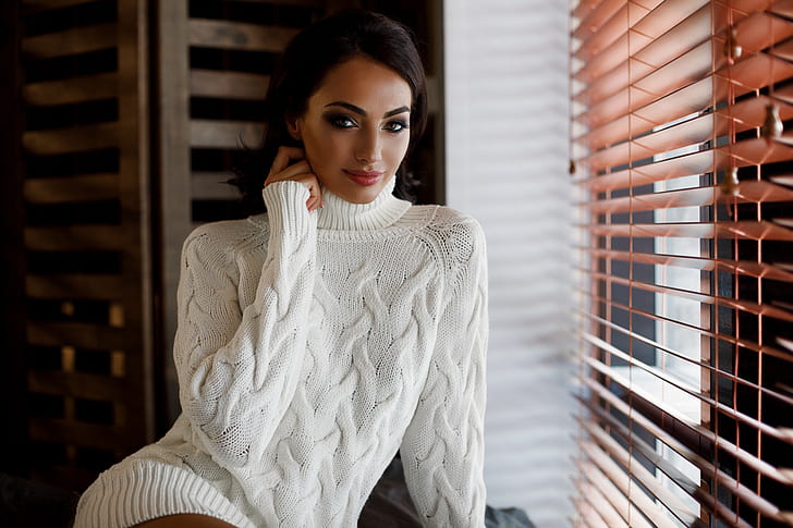 Alexander Sasin, women, sweater, white sweater