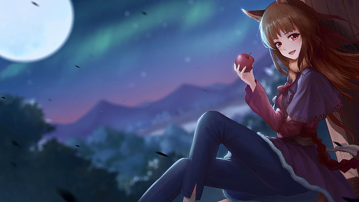 Hd Wallpaper Horo Spice And Wolf Holo Wolf Spice Looking At Viewer Wallpaper Flare