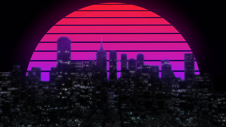 Artistic, Retro Wave, City, Synthwave, HD wallpaper