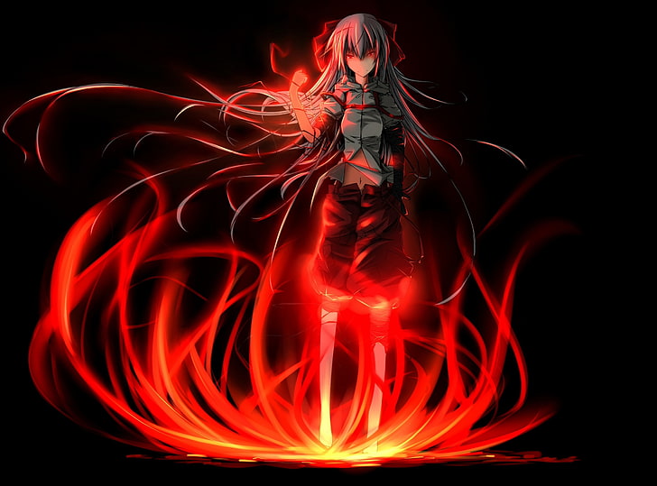 HD wallpaper: Dark Touhou, girl with flames digital wallpaper, Artistic,  Anime | Wallpaper Flare