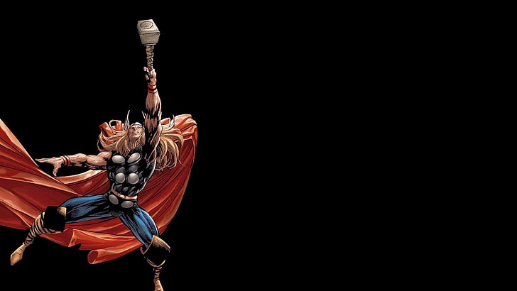 Thor, Marvel Comics, copy space, black background, studio shot, HD wallpaper