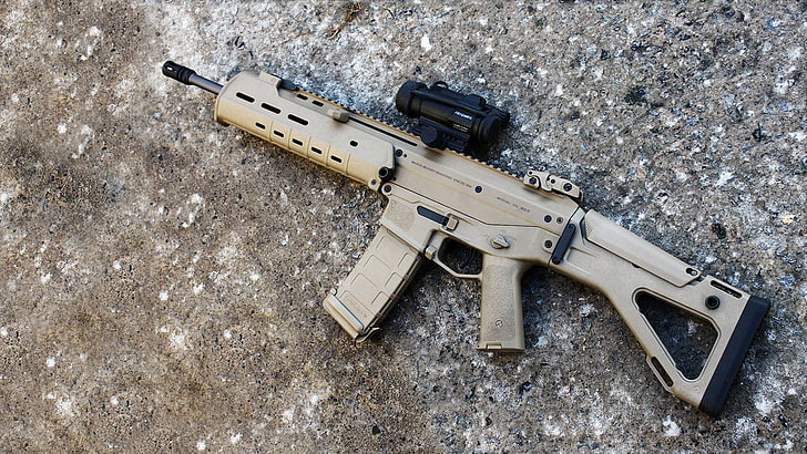 gray and black assault rifle, weapons, machine, acr, magpul, gun, HD wallpaper