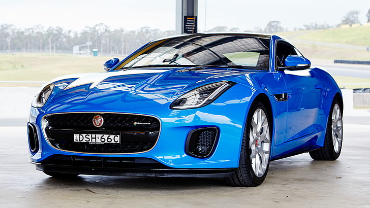Jaguar, Jaguar F-Type R-Dynamic, Blue Car, Coupé, Jaguar F-Type Coupe R-Dynamic, HD wallpaper