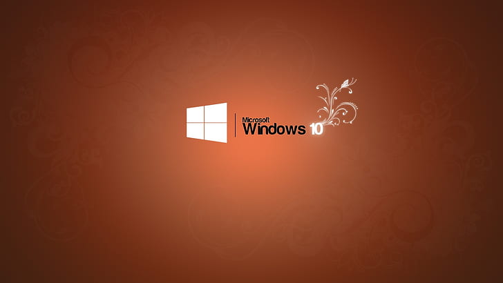 Microsoft Windows 10 logo, orange background HD wallpaper
