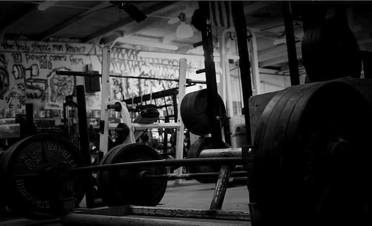 barbell lot, hall, rod, gym, fitness, black And White, exercising