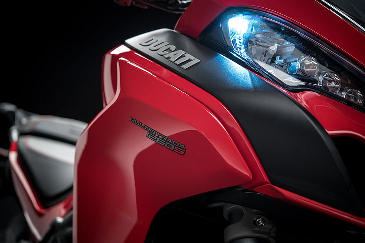 red Ducati sports motorcycle, Ducati Multistrada 1260 S, 2018, HD wallpaper
