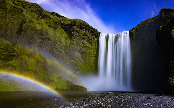 Skogafoss waterfall Iceland 4K, HD wallpaper