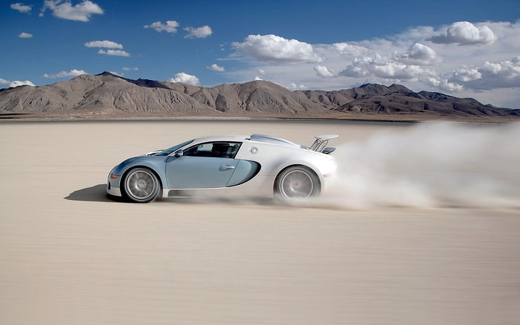 white and gray coupe, Bugatti, Bugatti Veyron, car, mode of transportation, HD wallpaper