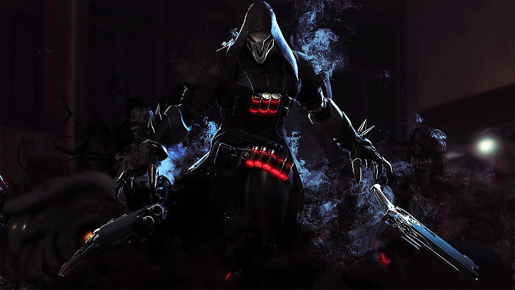 Overwatch Reaper wallpaper, Video Game, Reaper (Overwatch), night