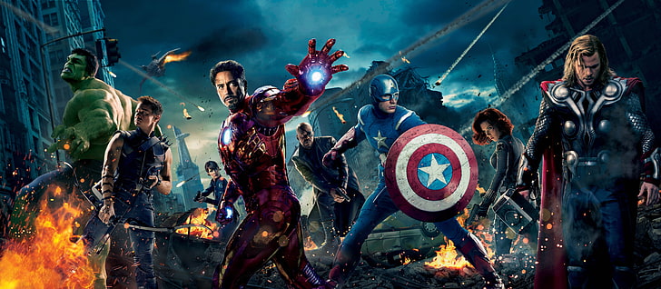 Marvel Infinity War illustration, The Avengers, Iron Man, Hulk
